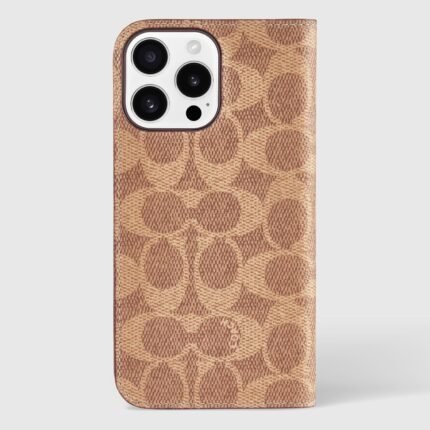 iPhone 16 Pro Max Coach Folio Signature C Case - Tan