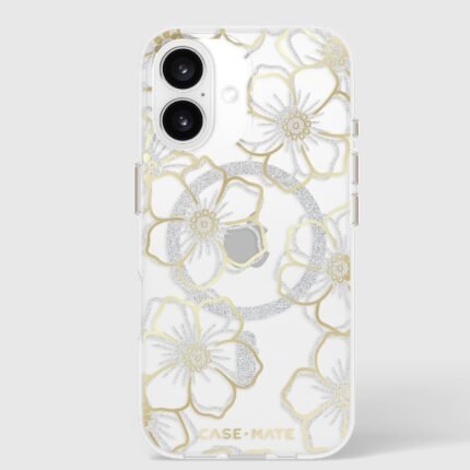 iPhone 16 Case-Mate Floral Gems MagSafe Case - Gold