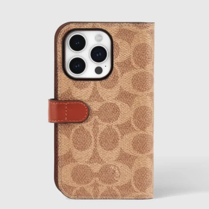iPhone 15 Pro Coach Folio Signature C Case - Tan
